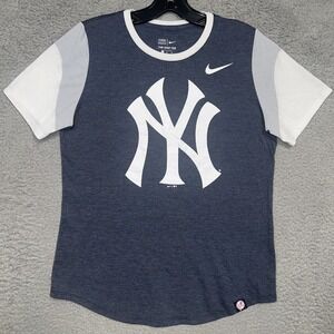 The Nike Tee New York Yankees T Shirt Men's Sz M Gray Made In Mexico Raglan Tee